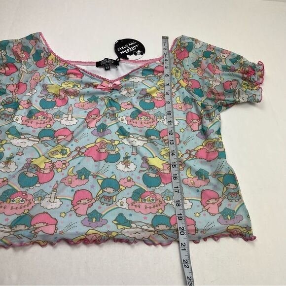 Dolls Kill Little Twin Stars Hello Kitty Collab Crop Top 3X Kawaii Cute Cat NEW - Picture 7 of 8